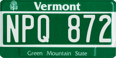 VT license plate NPQ872