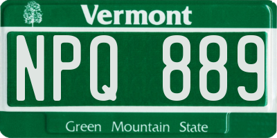 VT license plate NPQ889
