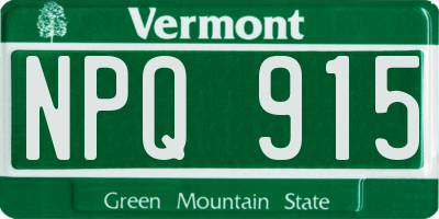 VT license plate NPQ915