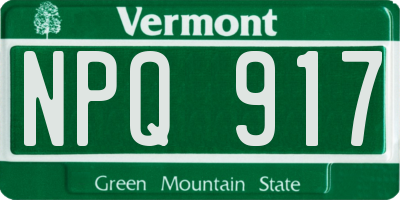 VT license plate NPQ917