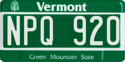 VT license plate NPQ920
