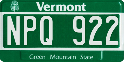 VT license plate NPQ922