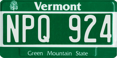 VT license plate NPQ924