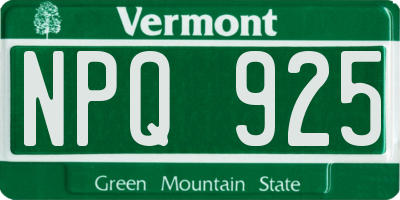 VT license plate NPQ925