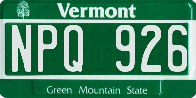 VT license plate NPQ926