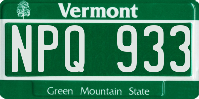 VT license plate NPQ933