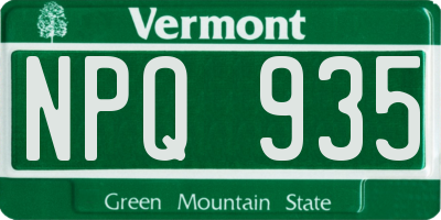 VT license plate NPQ935