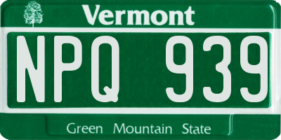 VT license plate NPQ939