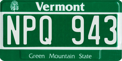 VT license plate NPQ943