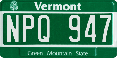 VT license plate NPQ947
