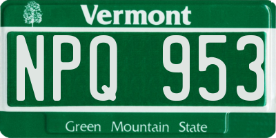 VT license plate NPQ953