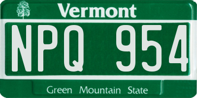 VT license plate NPQ954