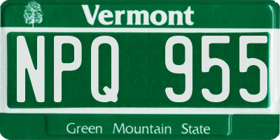 VT license plate NPQ955