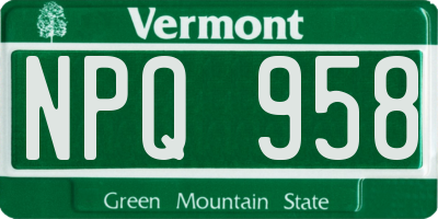VT license plate NPQ958
