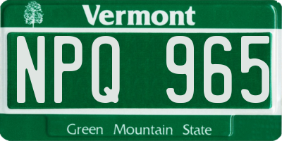 VT license plate NPQ965