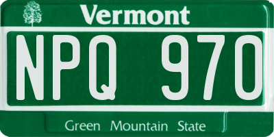 VT license plate NPQ970