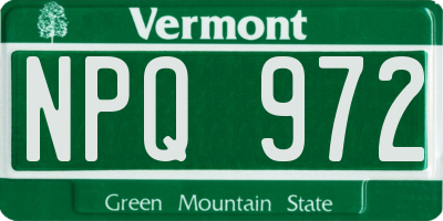VT license plate NPQ972