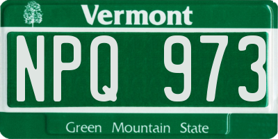 VT license plate NPQ973