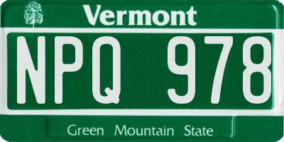 VT license plate NPQ978