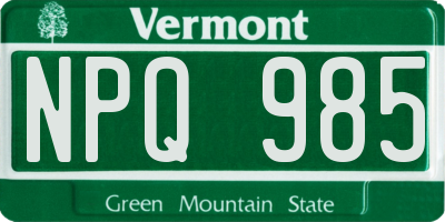 VT license plate NPQ985