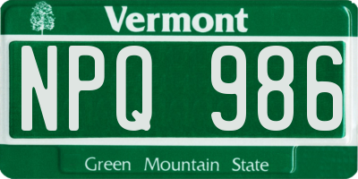 VT license plate NPQ986