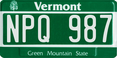VT license plate NPQ987