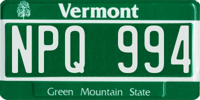 VT license plate NPQ994