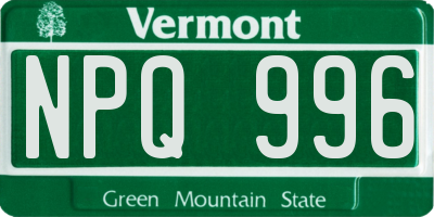 VT license plate NPQ996