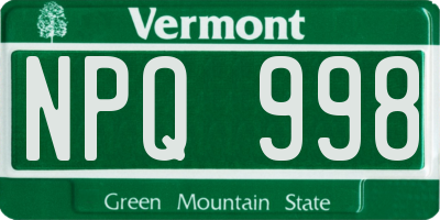 VT license plate NPQ998
