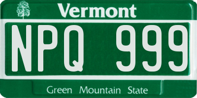VT license plate NPQ999
