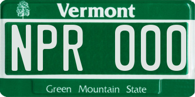 VT license plate NPR000