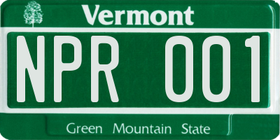 VT license plate NPR001