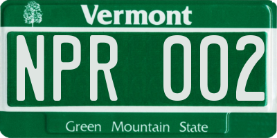 VT license plate NPR002