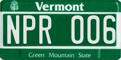 VT license plate NPR006