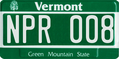 VT license plate NPR008