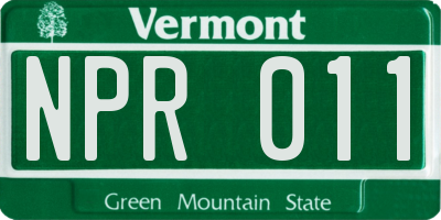 VT license plate NPR011