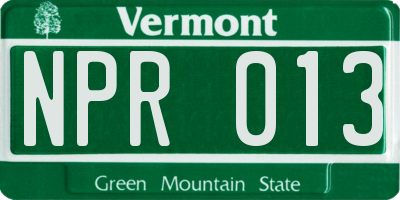 VT license plate NPR013