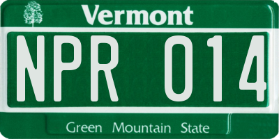 VT license plate NPR014
