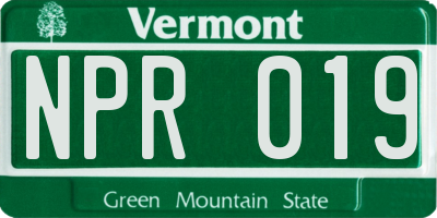 VT license plate NPR019