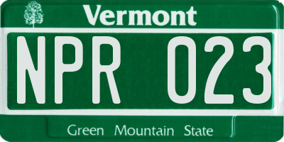 VT license plate NPR023