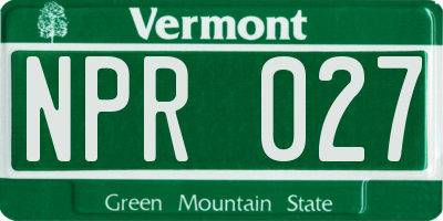 VT license plate NPR027