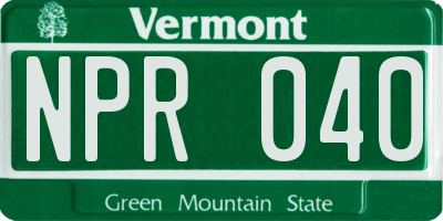 VT license plate NPR040