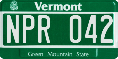 VT license plate NPR042