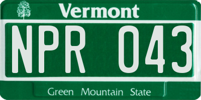 VT license plate NPR043