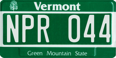 VT license plate NPR044
