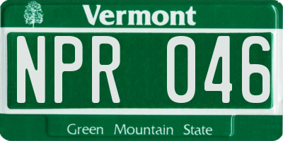 VT license plate NPR046