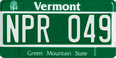 VT license plate NPR049