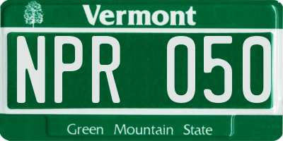 VT license plate NPR050