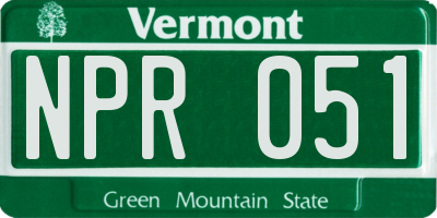 VT license plate NPR051