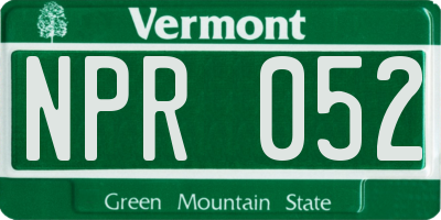 VT license plate NPR052